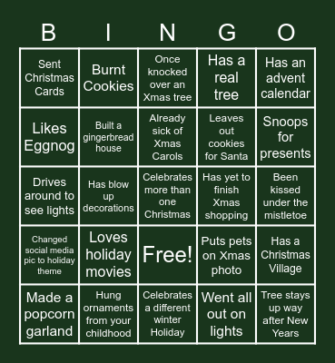 Spokane Team Holiday Bingo Card