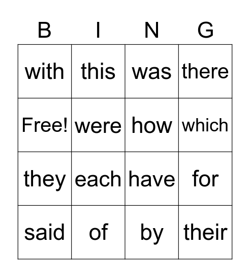 Our First 50 Words Bingo Card