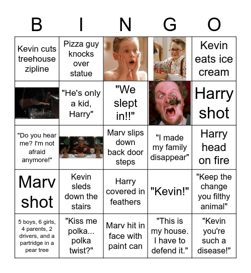 Home Alone Bingo Card