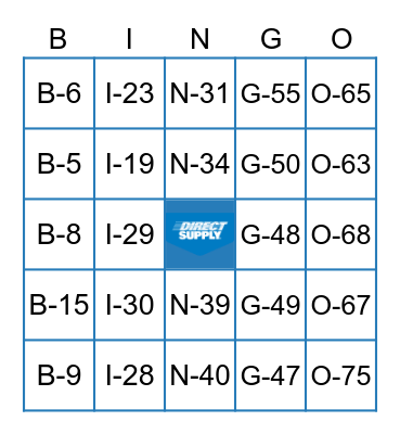 Direct Supply Bingo Card