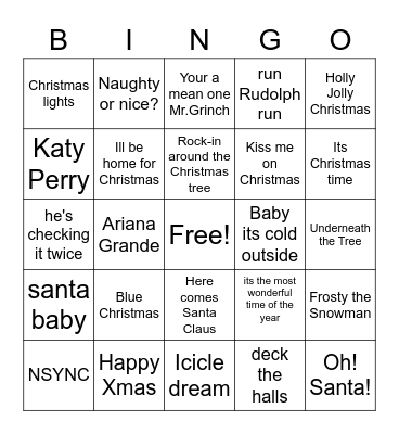 Christmas Music Bingo Card