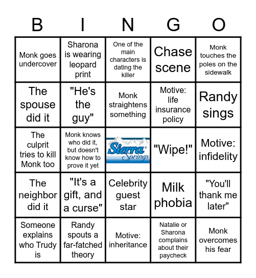 MONK BINGO Card