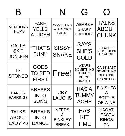 CHIGITTY CHUCK DAD SISSY BIN BIRTHDAY BINGO Card