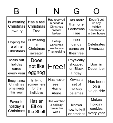 NY AME WIM Holiday BINGO Card