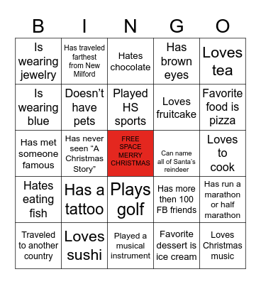 Family Bingo Card