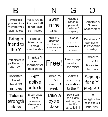 White Bear Area Y January Bingo Card