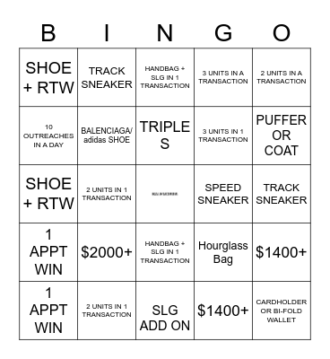 BALENCIAGA Bingo Card