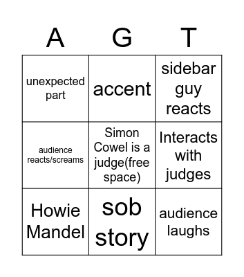 AGT Bingo Card