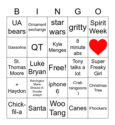 Bestfriends Bingo Card