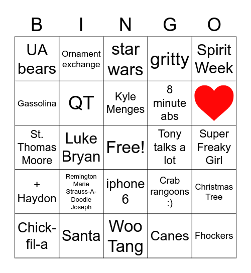 Bestfriends Bingo Card
