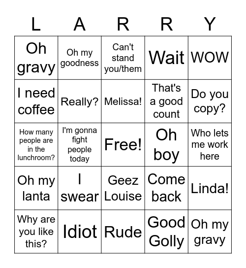 Merry Larry Bingo Card