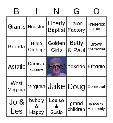 Betty Jo Riley Jones Bingo Card