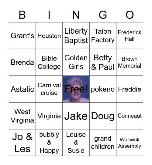 Betty Jo Riley Jones Bingo Card