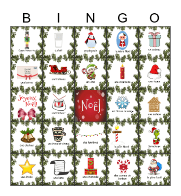 Joyeux Noël Bingo Card