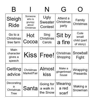 Hallmark Christmas Bingo Card
