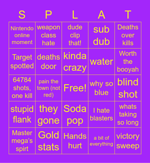 Splatoon 3 Bingo Card