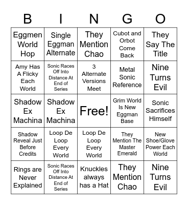 Sonic Prime Ep 8 Forward Bingo Card