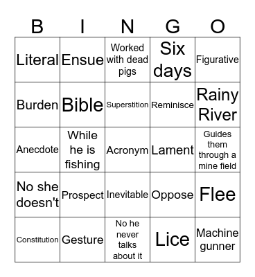 TTTC CH 1-4 Bingo Card