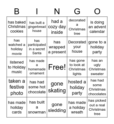 Christmas Bingo Card