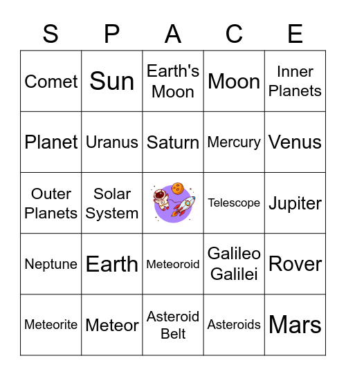 Celestial Bodies Bingo Card