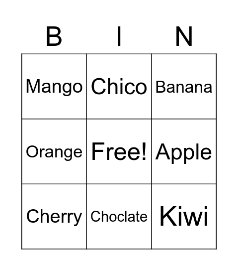 KIA BINGO Card