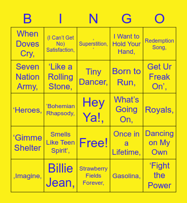 QuizKings New Years BINGO Card