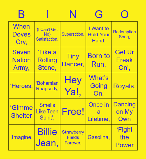 QuizKings New Years BINGO Card