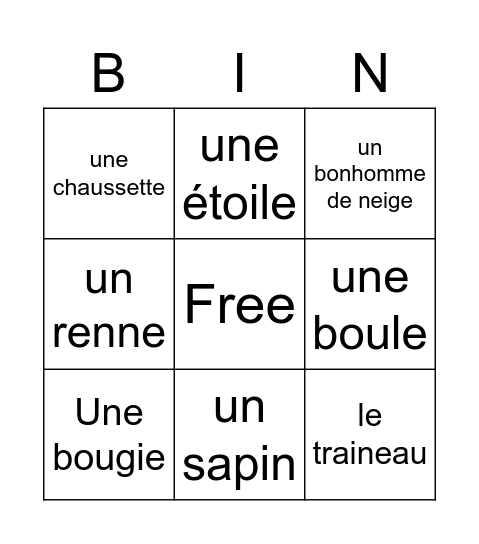 Le loto de noël Bingo Card