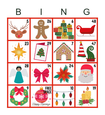 Merry Christmas Bingo Card