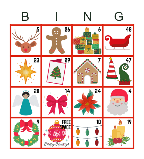 Merry Christmas Bingo Card