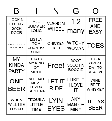 COUNTRY ROCK Bingo Card