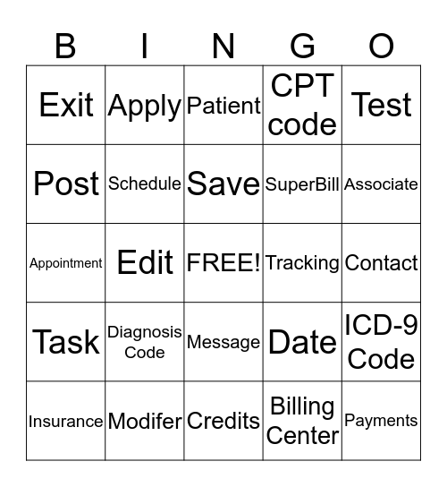 Office Practicum Bingo Card