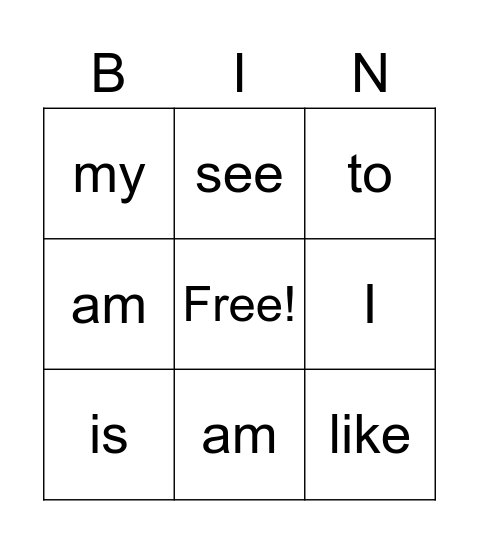 Set #1 Bingo Card