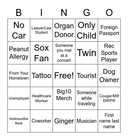 2023 Bingo Card Bingo Card