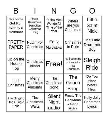 Christmas Bingo Card