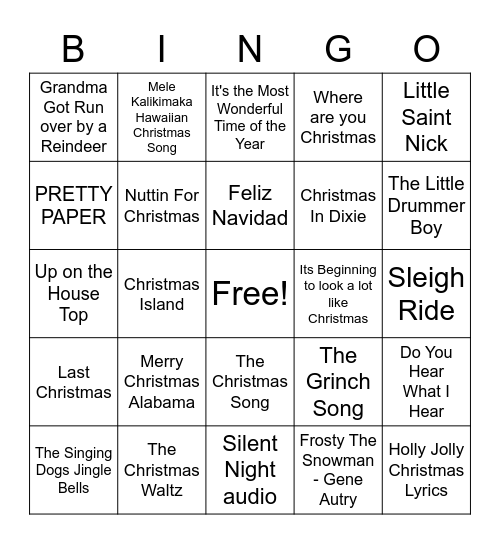 Christmas Bingo Card