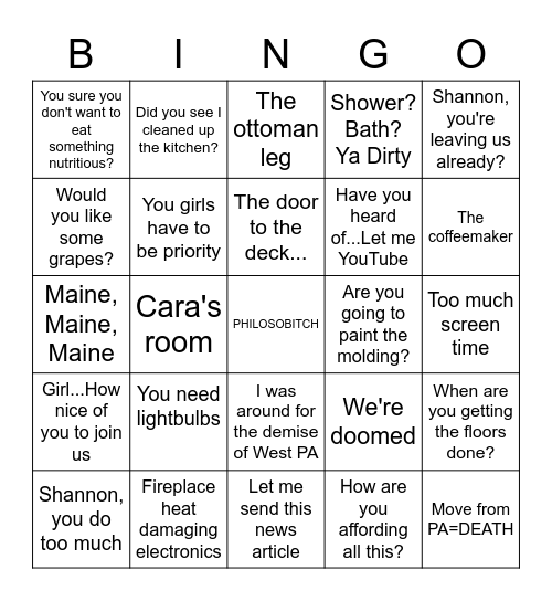 PAPA AND MIMI BINGO Card