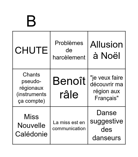 Miss France 2022 Bingo Card