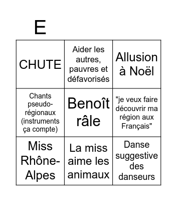 Miss France 2022 Bingo Card