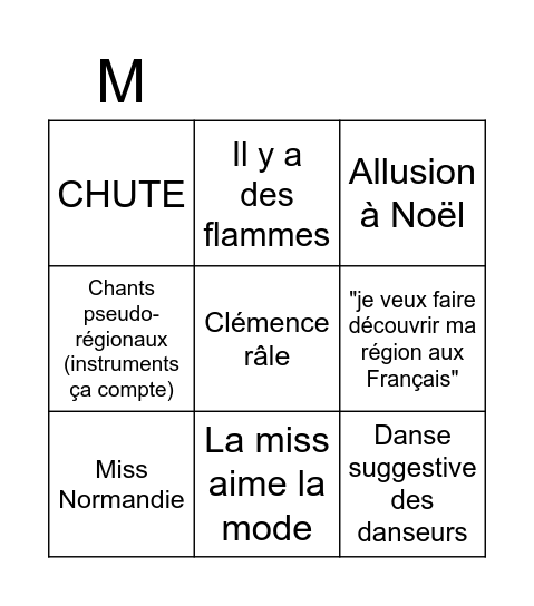 Miss France 2022 Bingo Card