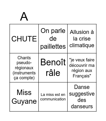 Miss France 2022 Bingo Card