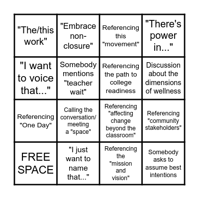 TFA BINGO Card