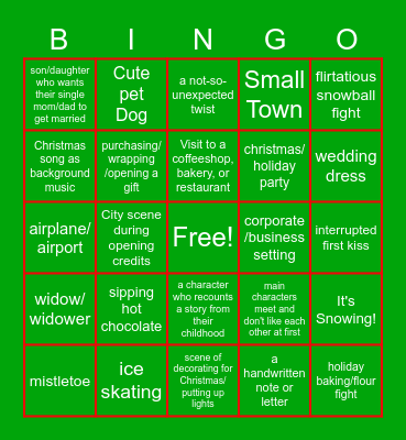 Hallmark Christmas Movie Bingo Card