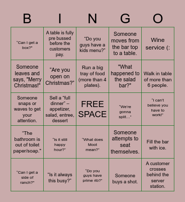 MOOT HOUSE BINGO Card