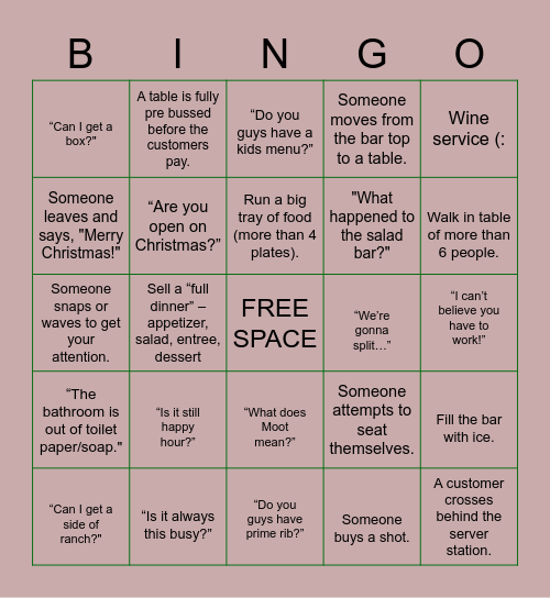 MOOT HOUSE BINGO Card