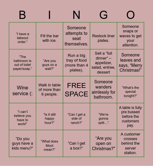 MOOT HOUSE BINGO Card