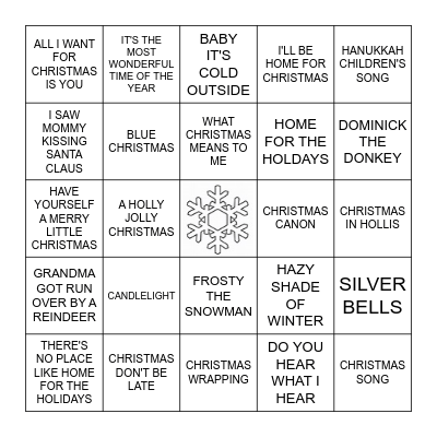 HAPPY HOLIDAYS! Bingo Card