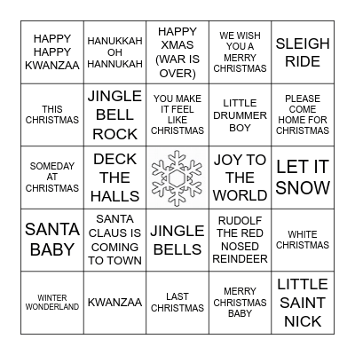 WINTER WONDERLAND Bingo Card