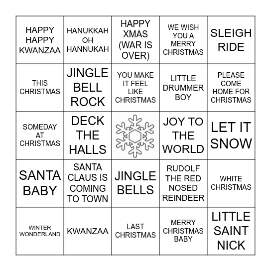 WINTER WONDERLAND Bingo Card