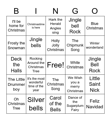 Christmas Song Bingo! Bingo Card